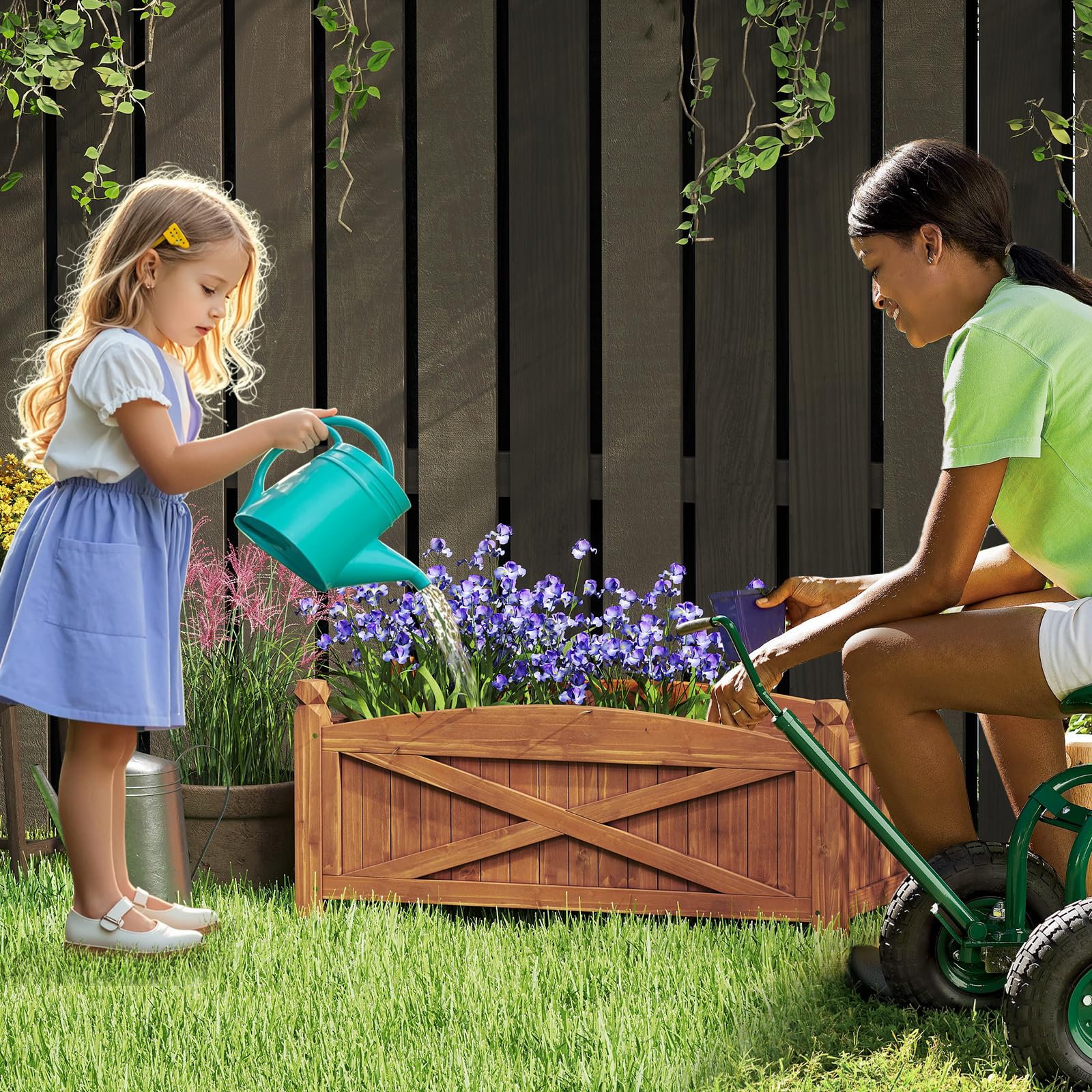 Giantex Rectangular Garden Bed for Vegetables Flower Herb Fruit