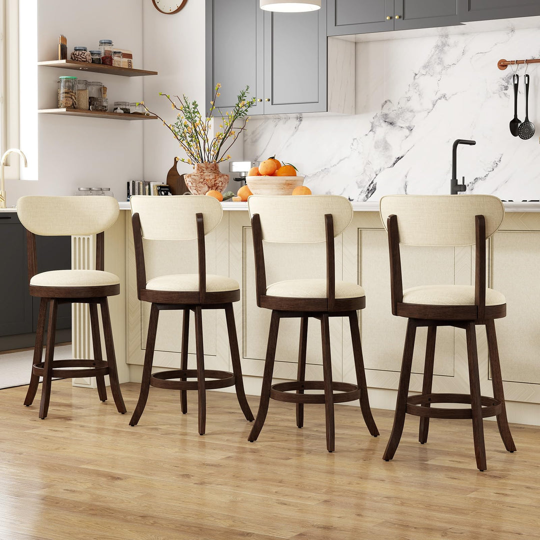 Giantex 25.5" Counter Height Upholstered Linen Barstools