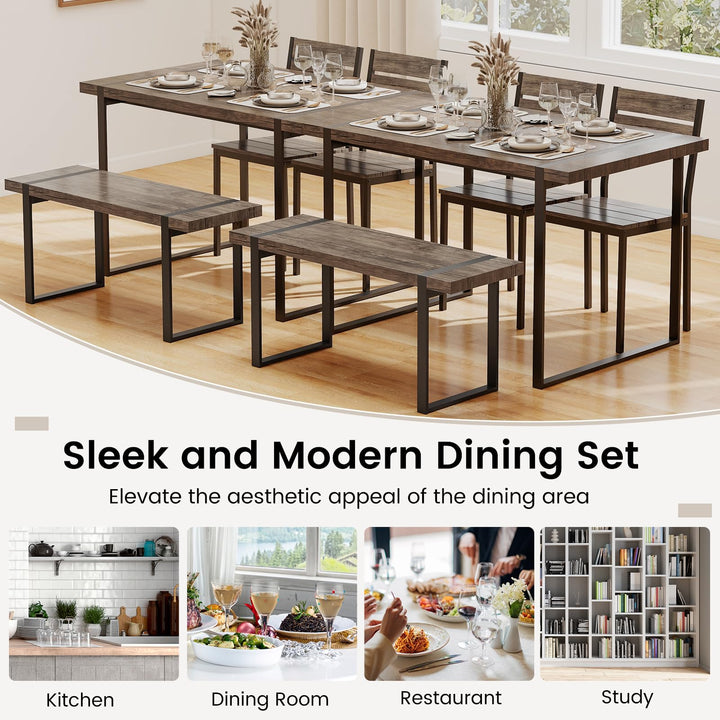 Giantex 4-Piece Dining Table Set for 4 with 1 Bench and 2 Chairs