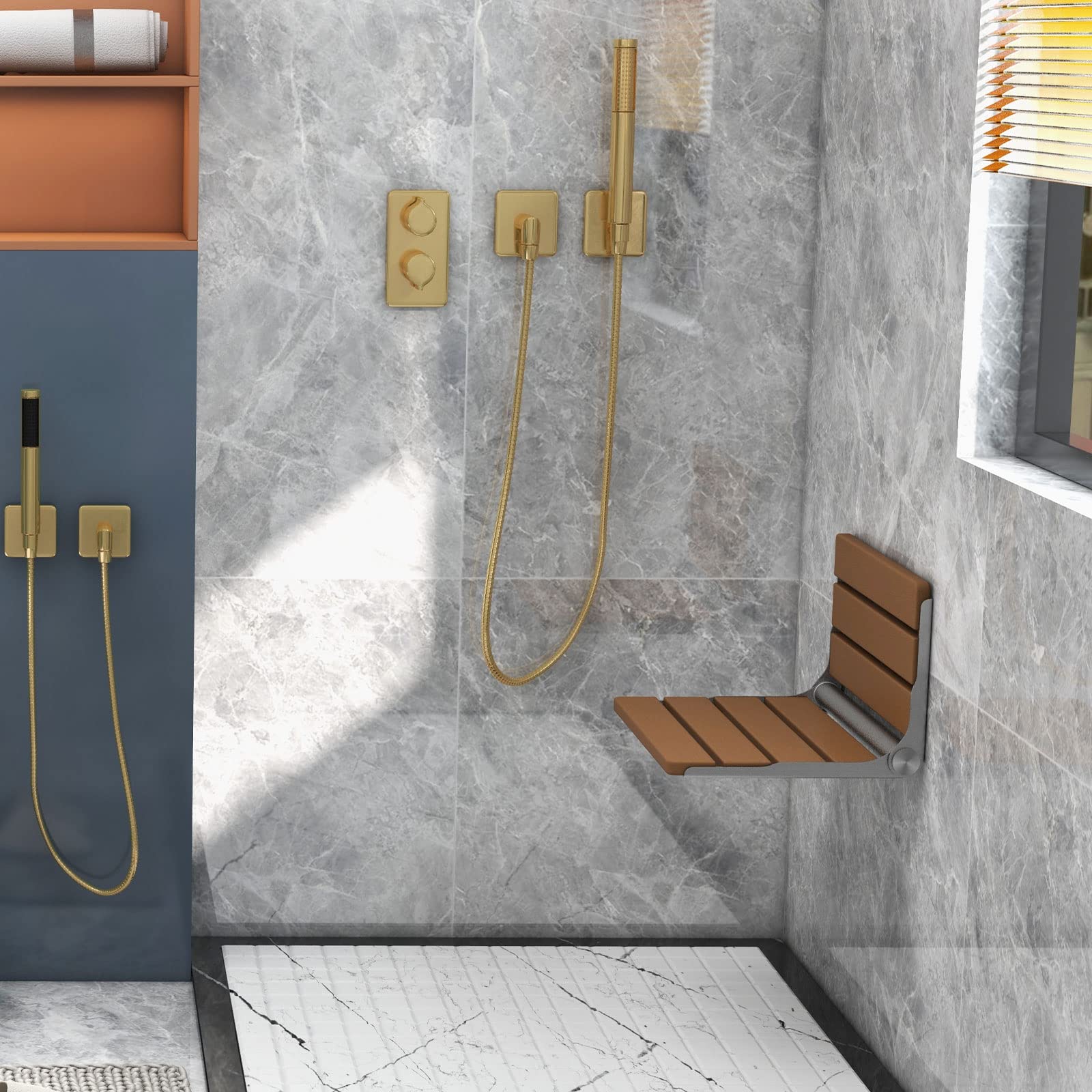  Folding Shower Seat Wall Mounted - Giantex