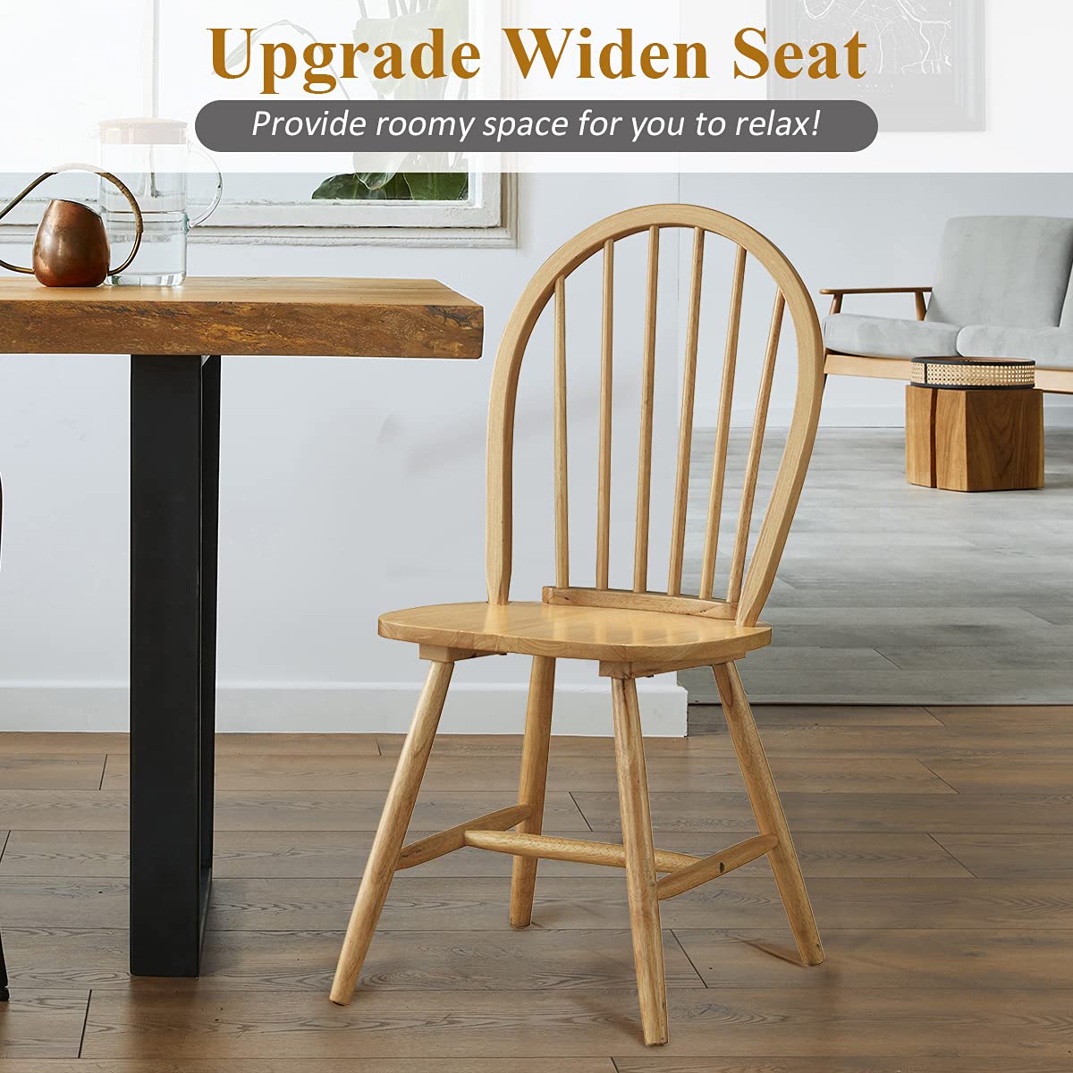 Giantex Wood Dining Chairs, French Country Armless Spindle Back Dining Chairs