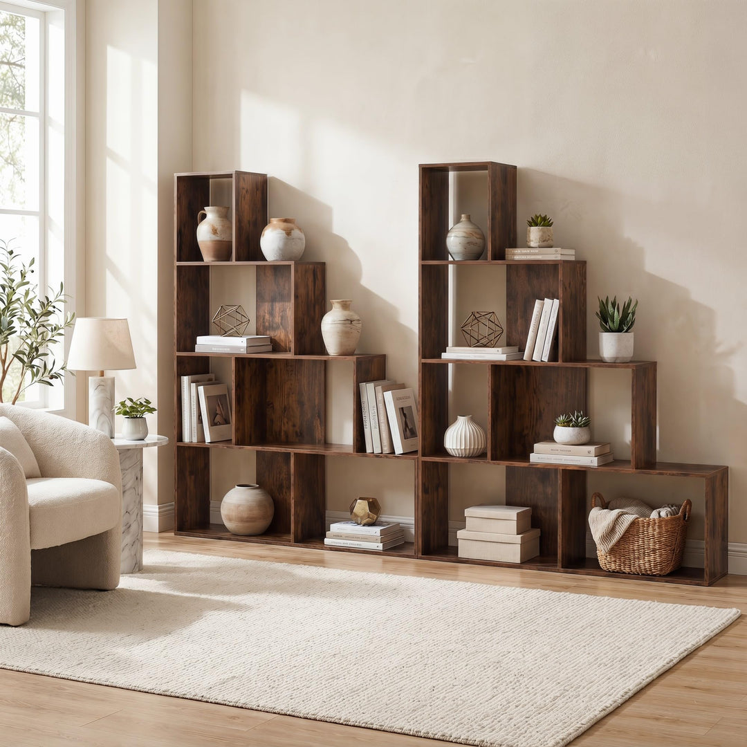 Giantex 6 Cube Geometric 4-Tier L-Shaped Bookcase with Cubes (1/2)
