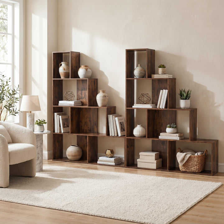 Giantex 6 Cube Geometric 4-Tier L-Shaped Bookcase with Cubes (1/2)