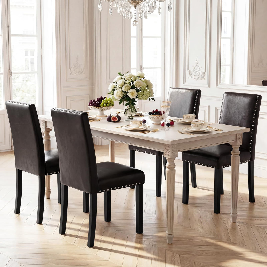 Giantex Dining Chairs Set of 2/4 with Solid Rubber & Bent Wood Legs