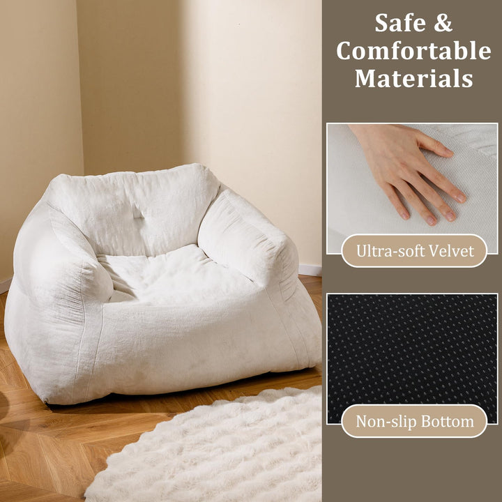 Giantex Bean Bag Chair for Adults Teens Plush Lazy Sofa with Ultra-Soft Velvet Cover & Non-Slip Bottom