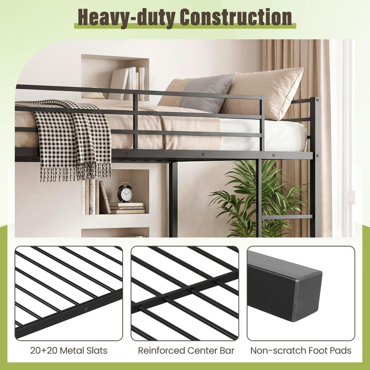 Giantex Heavy-Duty Metal Bunk Bed Full Over Full with Ladder &amp; Full Length Safety Guardrail