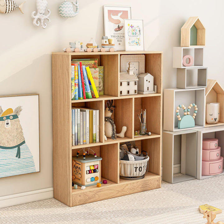 Giantex 7 Cube Bookcase 4-Tier Freestanding Bookshelf w/ 7 Open Compartments