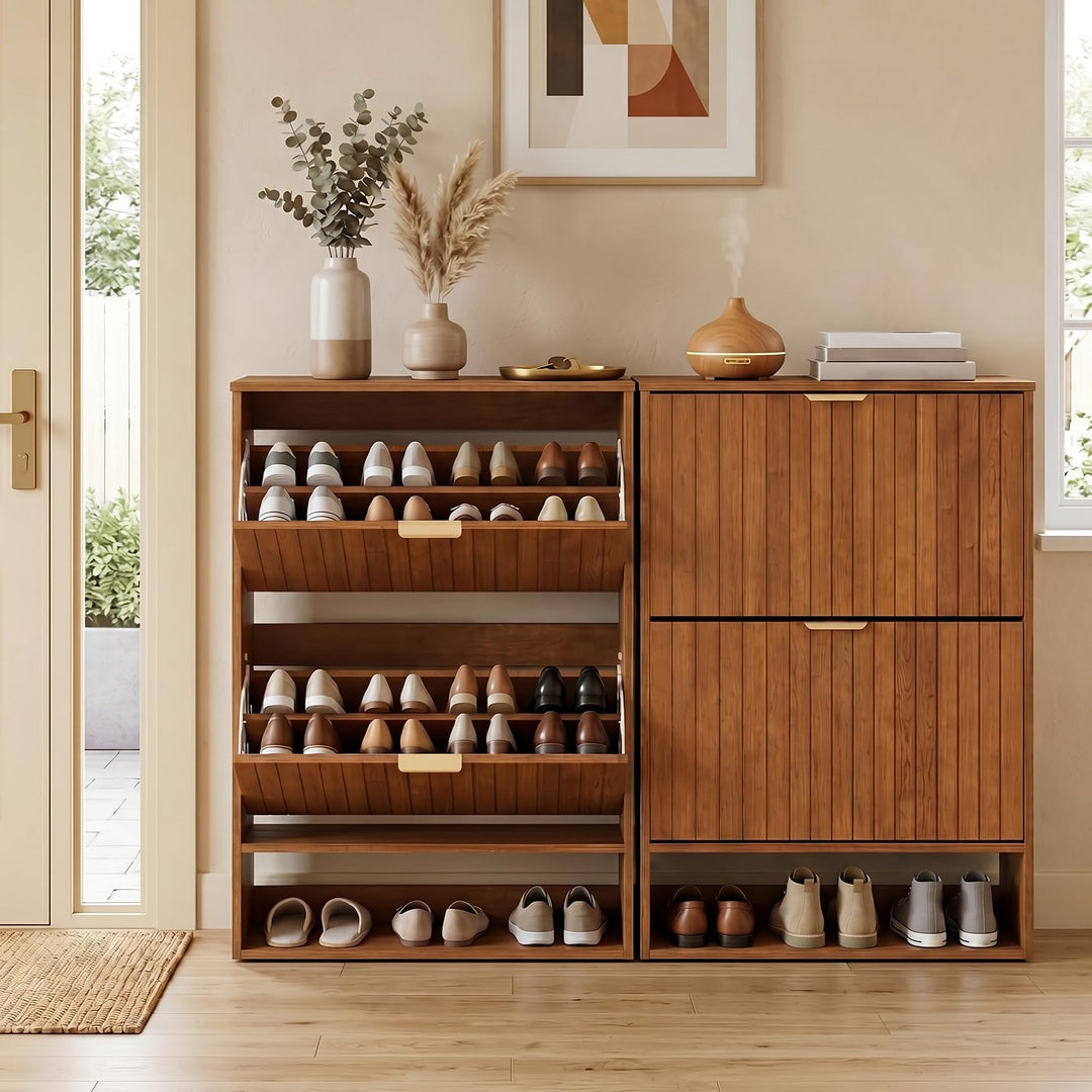 Giantex Shoe Storage Cabinet with 2 Flip Drawers