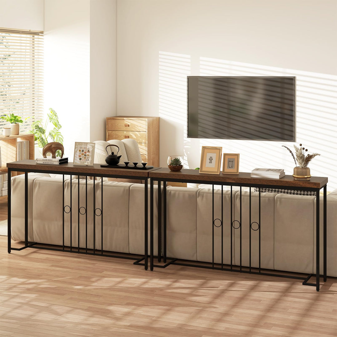 Giantex 55" Narrow Entryway Table with H-Shaped Base & Spacious Tabletop