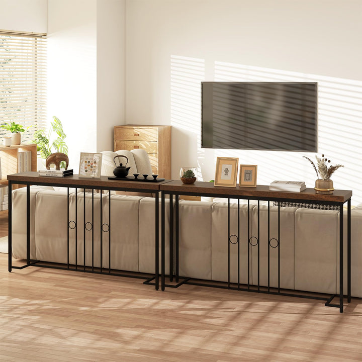 Giantex 55" Narrow Entryway Table with H-Shaped Base & Spacious Tabletop