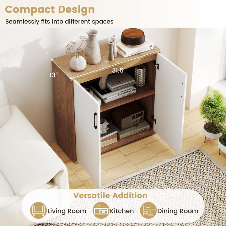 2-Door Kitchen Storage Cabinet with 5-Position Adjustable Shelf & Anti-Tipping Kits