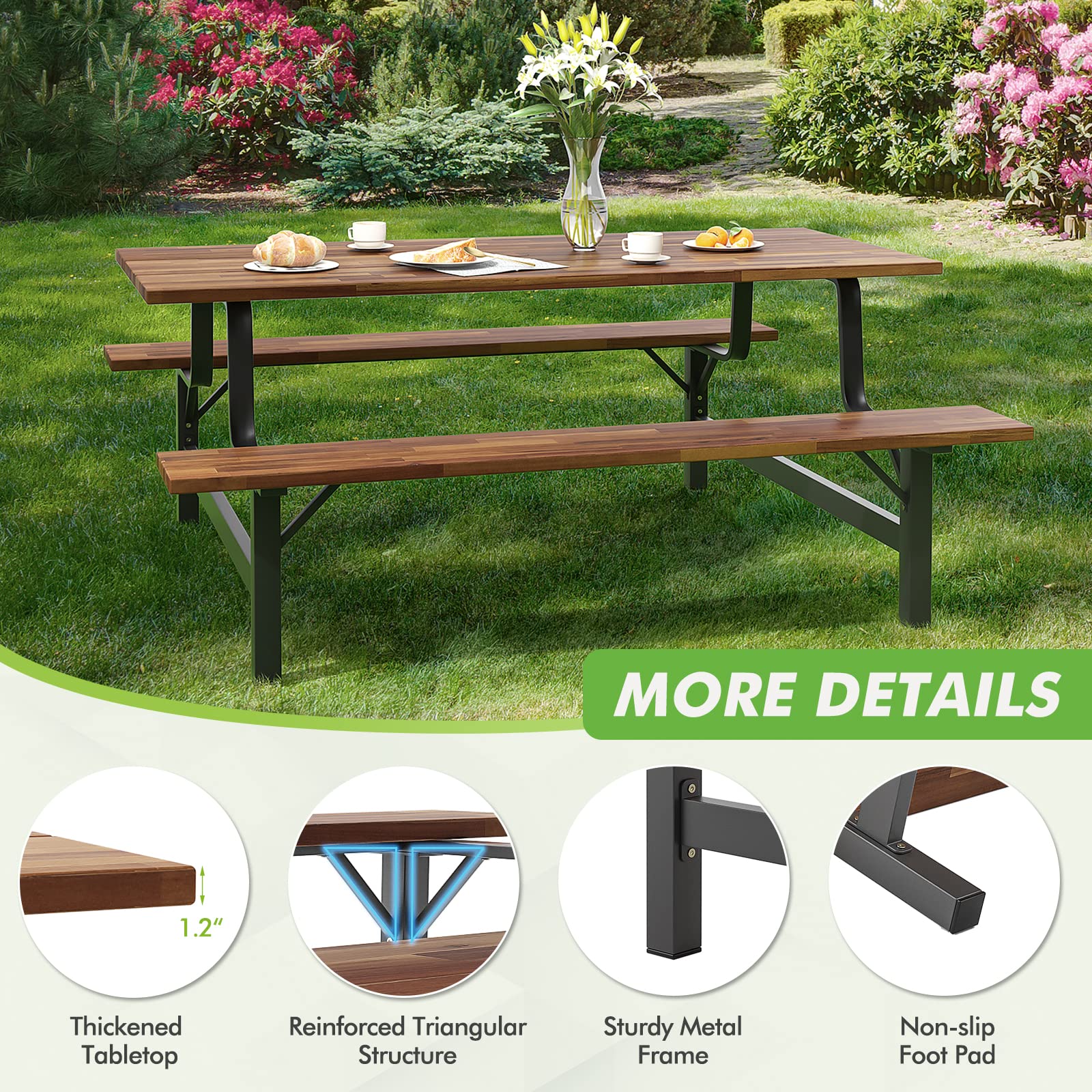Giantex Picnic Table Bench Set for 6 or 4 Persons