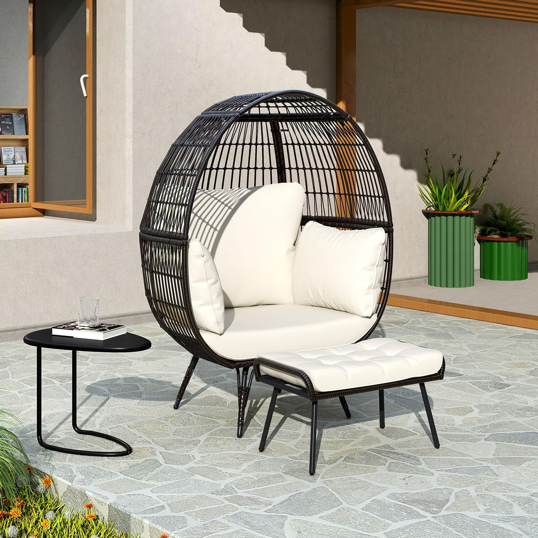 Giantex Oversized Wicker Egg Chair with Thick Cushions