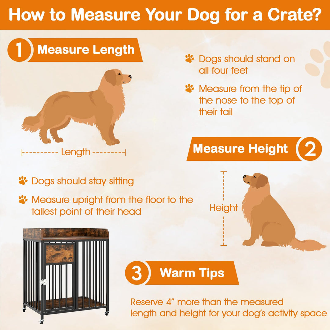 Giantex Dog Crate Furniture with Lockable Door & Wheels