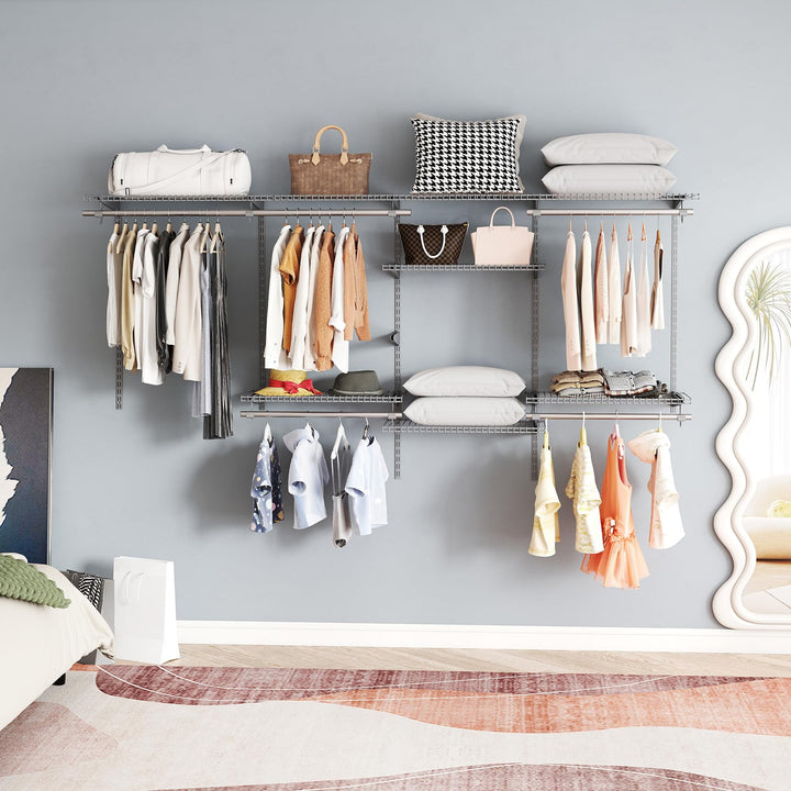 Giantex Closet Organizer System Wall-mounted Custom Closet Kit w/Adjustable Storage Shelves