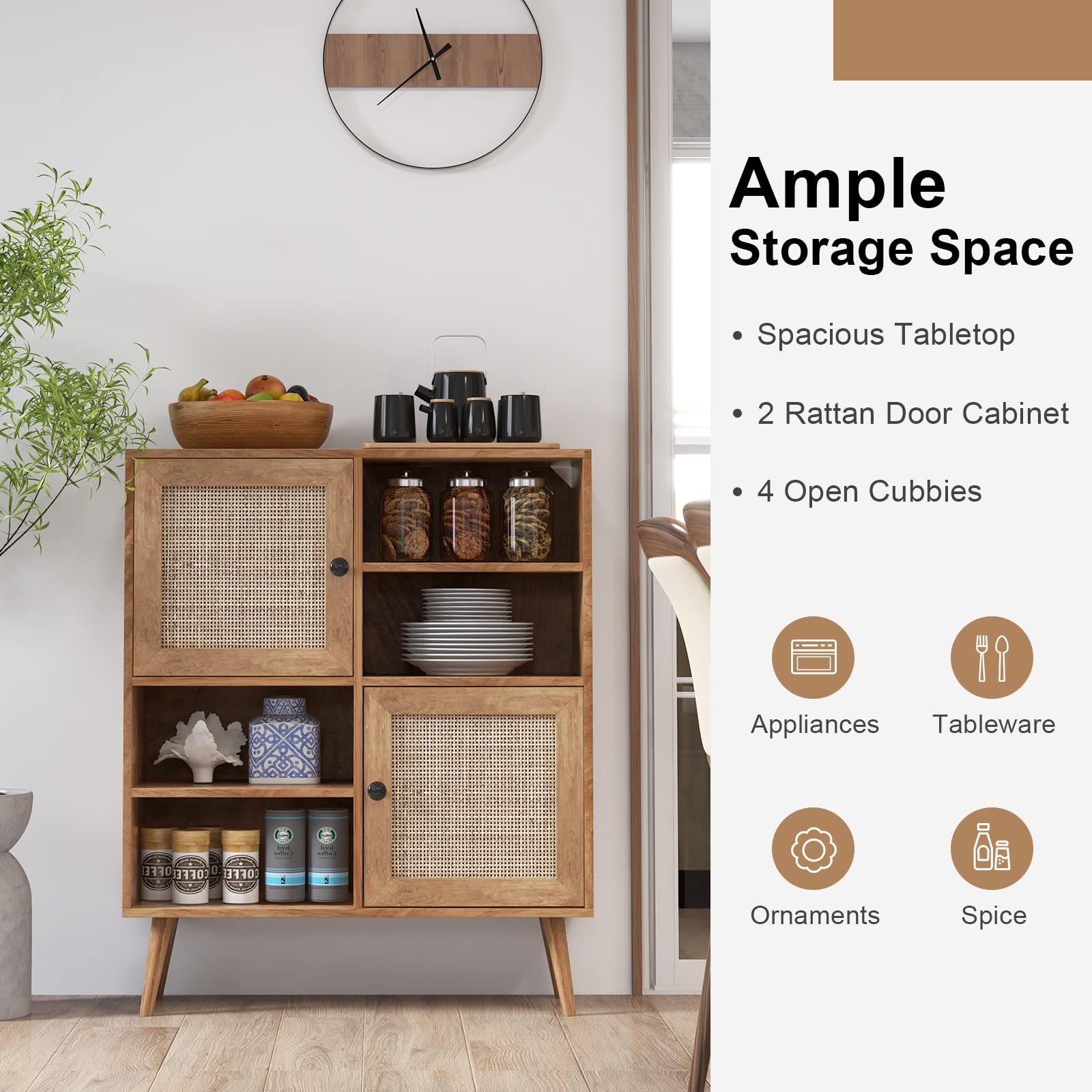 Giantex Buffet Cabinet, Wood Sideboard Storage Cabinet