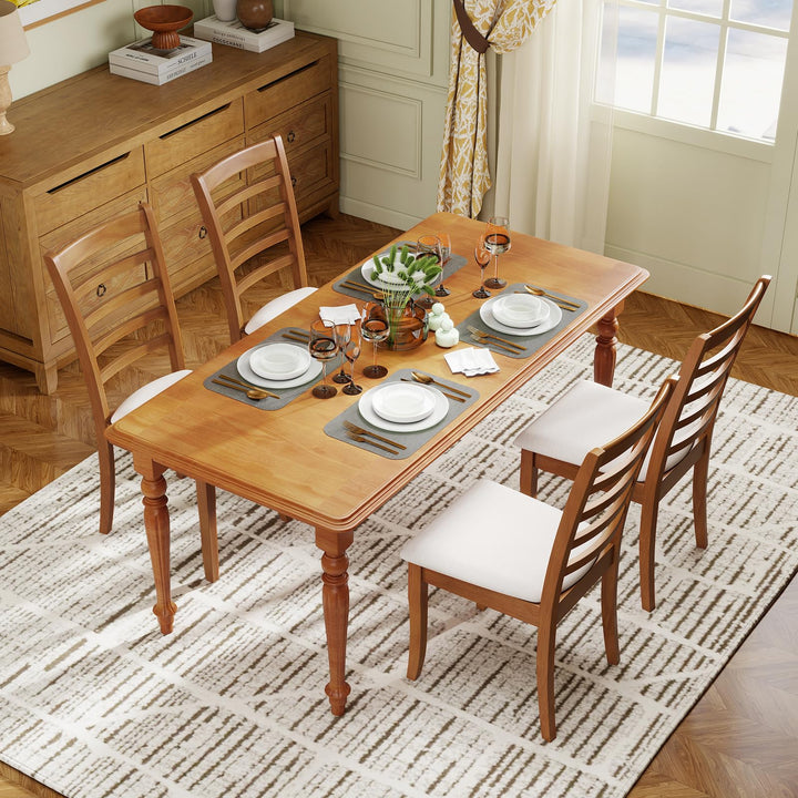 Giantex Wooden Dining Chair Set of 2 or 4 w/Rubber Wood Legs High Slatted Backrest