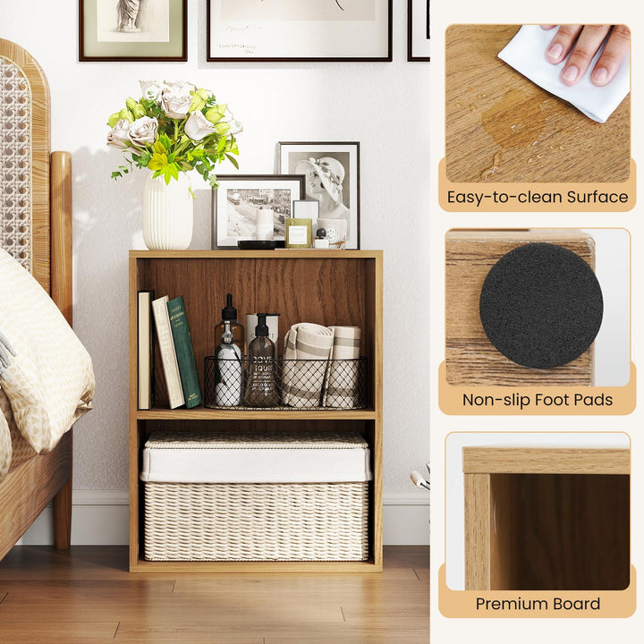 Giantex 2-Cube Bookshelf | 2-Layer Storage Shelf Bookcase w/Large-Capacity Open Storage Space