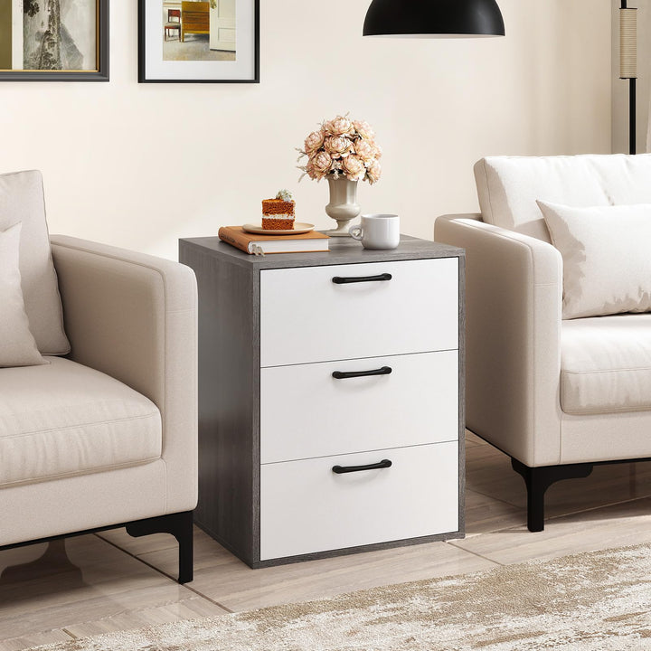 Giantex Nightstand with 3 Drawers for Bedroom Hallway