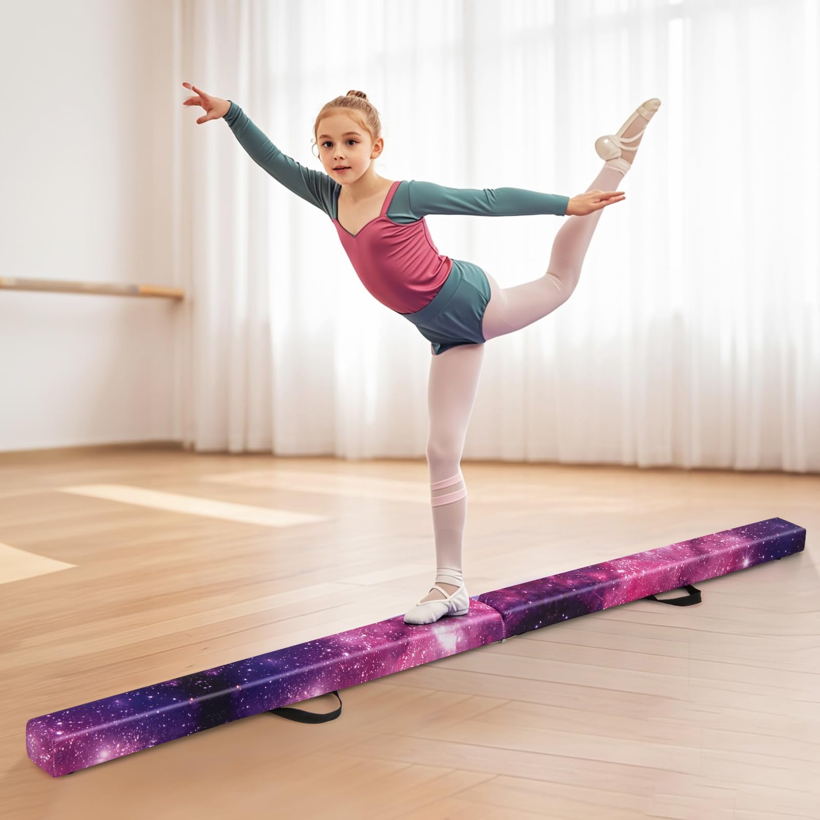 Giantex 8FT Balance Beam, Folding Gymnastics Beam w/Carry Handles