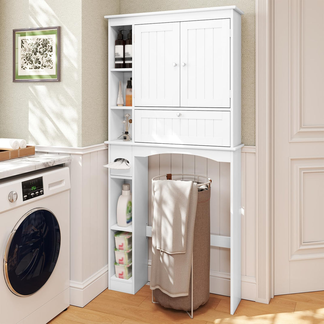 Giantex White Over The Toilet Storage Cabinet Freestanding Bathroom Organizer