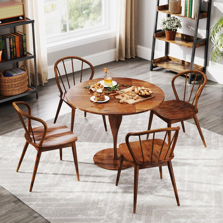 Giantex Wooden Dining Chairs Set of 2/4, Windsor Kitchen Chairs w/High Spindle Back & Rubber Wood Legs