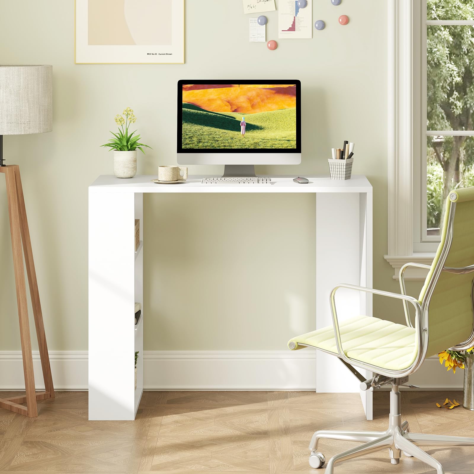 Giantex 36 Inch Compact Home Office Desk with Storage Open Shelves and Anti Tipping Kit