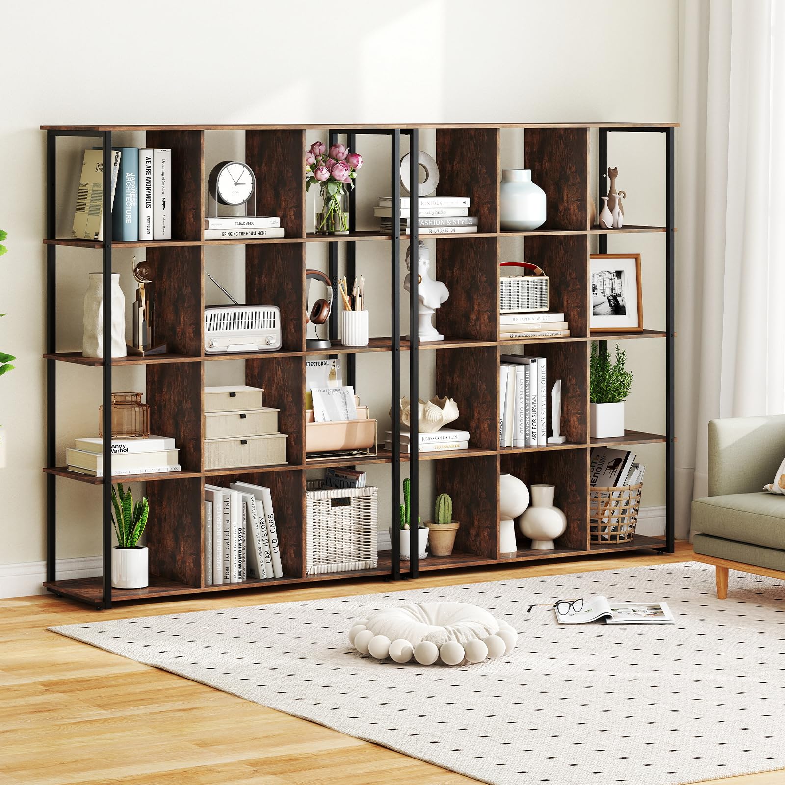 Giantex 12 Cube Bookcase 5 Tier Industrial Bookshelf