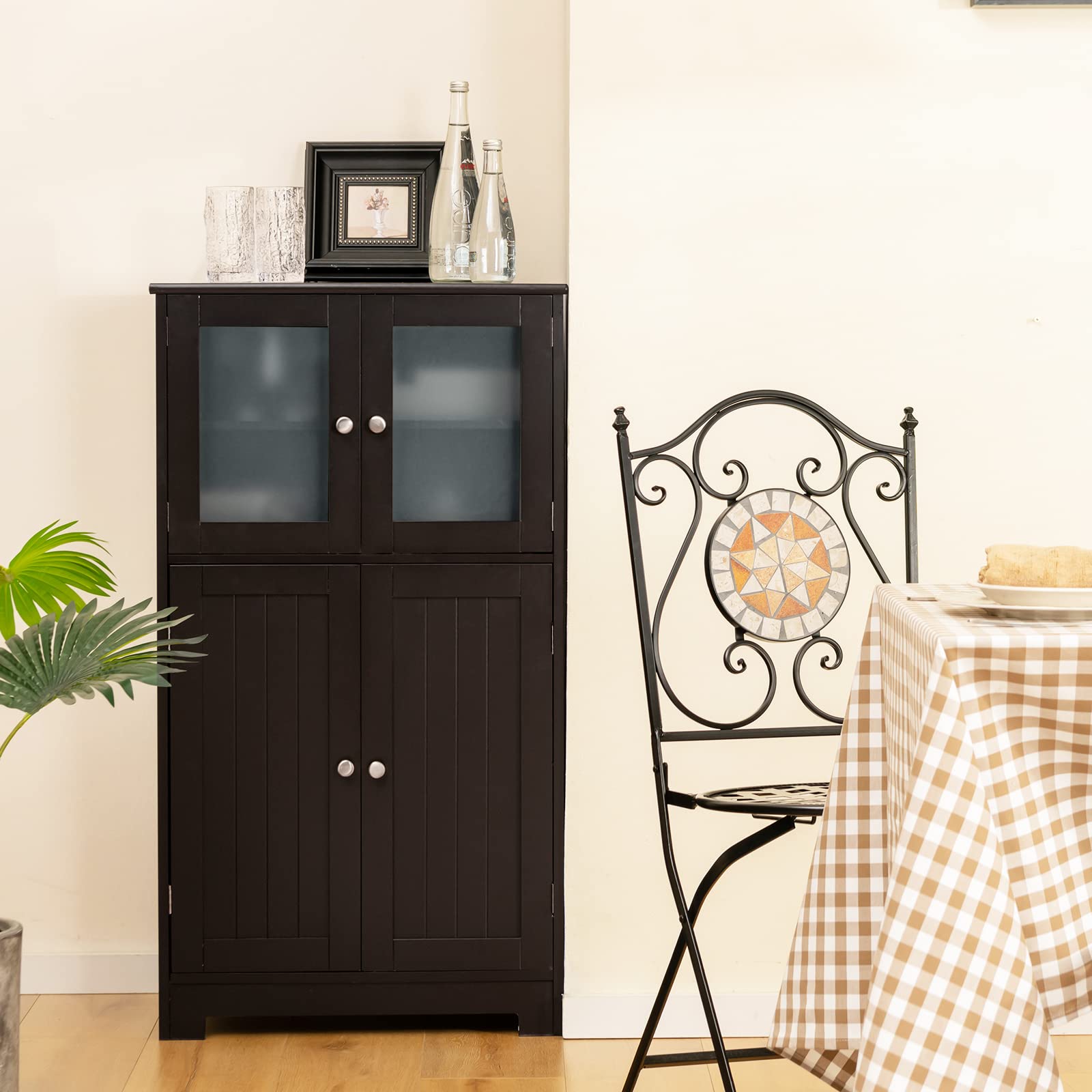 Giantex Storage Cabinet with Doors - Bathroom Floor Cabinet, Freestanding Tall Cabinet