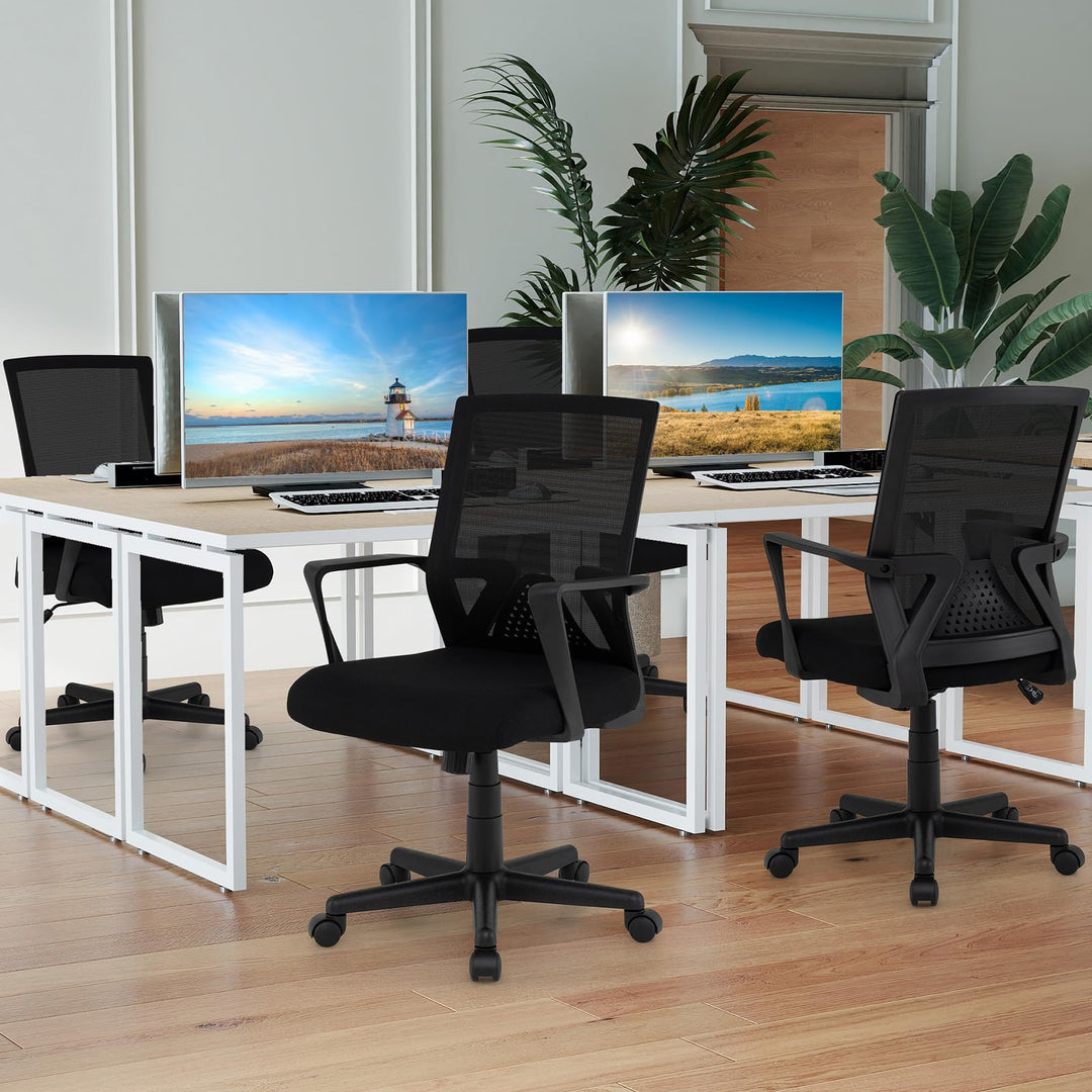 Giantex Office Desk Chair with Lumbar Support, Ergonomic Mesh Office Chair with Wheels and Armrests
