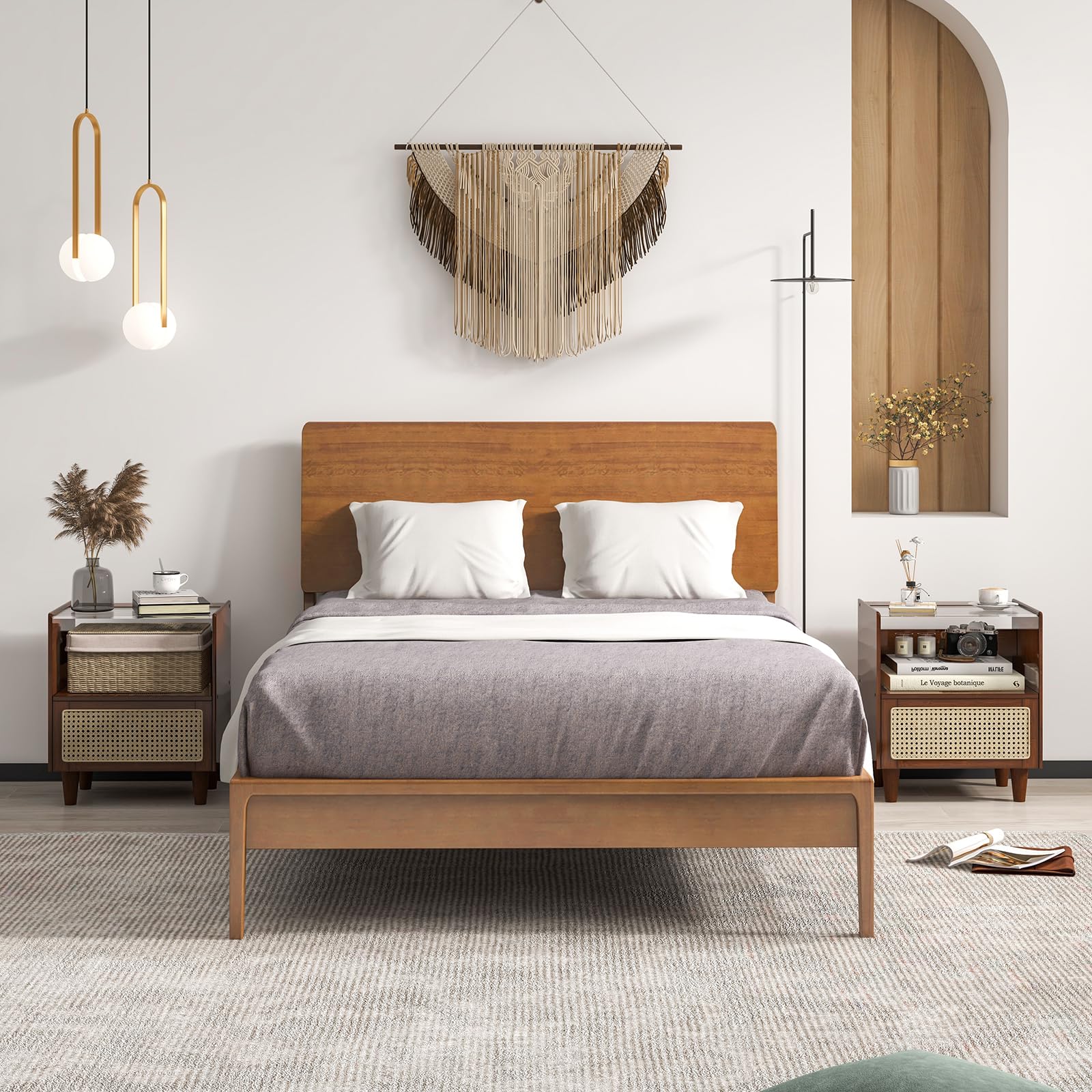 Giantex Rattan Nightstand with Drawer