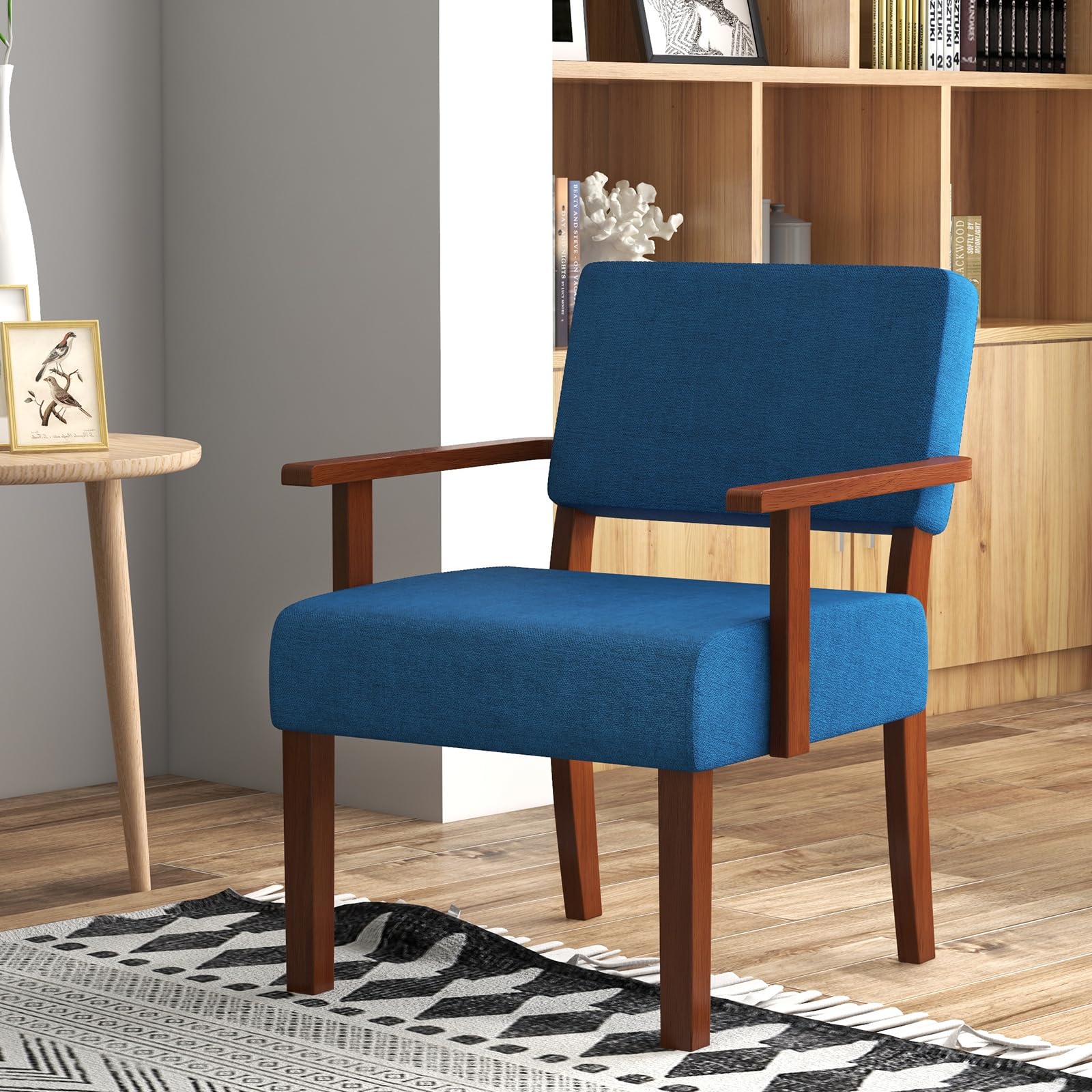 Giantex Modern Accent Chair, Linen Living Room Arm Chair w/Soft Padded Seat & Backrest