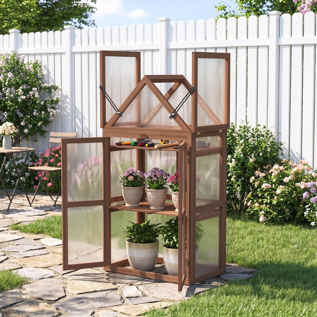 GIANTEX Garden Cold Frame w/ Transparent Flip-Top Roof &amp; 2 Adjustable Shelves