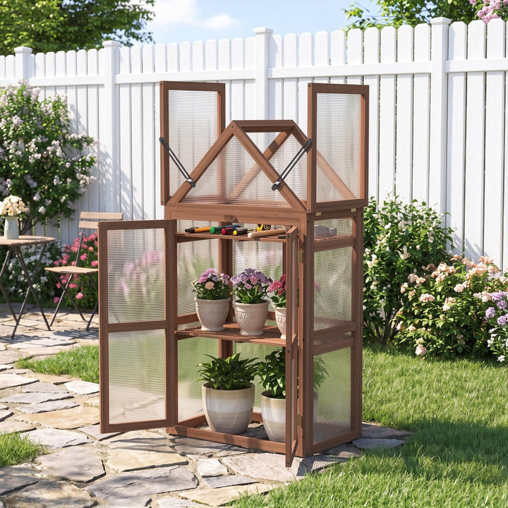 GIANTEX Garden Cold Frame w/ Transparent Flip-Top Roof &amp; 2 Adjustable Shelves