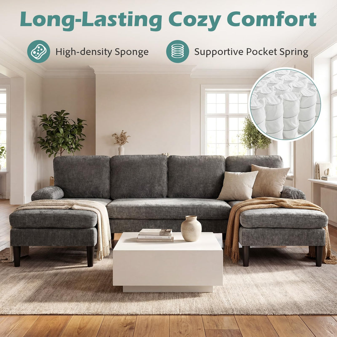 Giantex Sectional Couch for Living Room U-Shaped Sofa