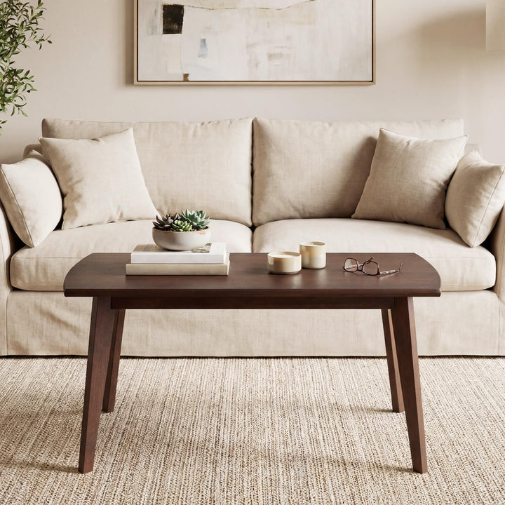 Giantex 34.5" Solid Wood Coffee Table with Tapered Legs