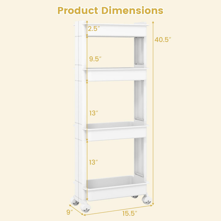 Giantex 4-Tier Slim Rolling Storage Cart for Kitchen
