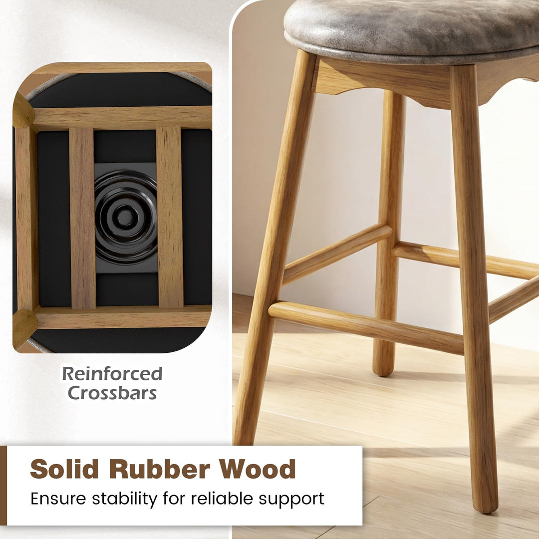 Giantex Swivel Counter Height Barstools with Solid Wood Legs and Footrests