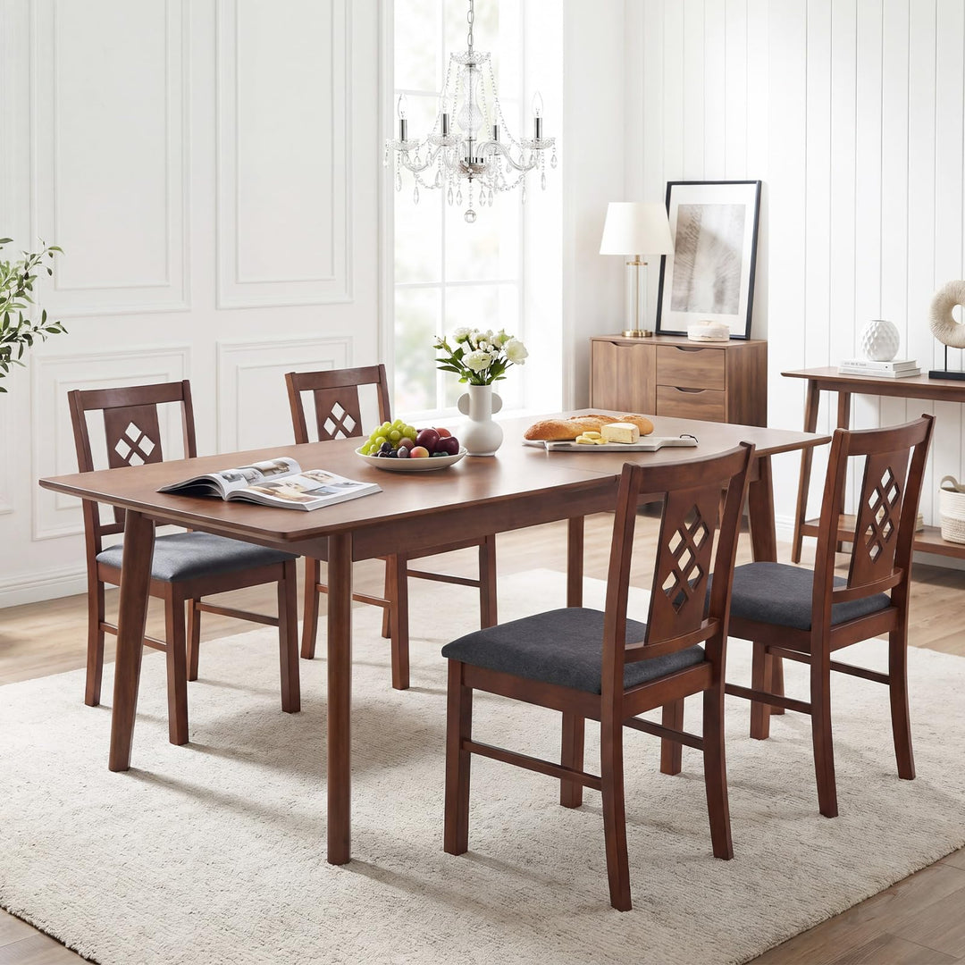 Giantex Wooden Upholstered Kitchen Chair with Elegant Diamond Back (2/4)