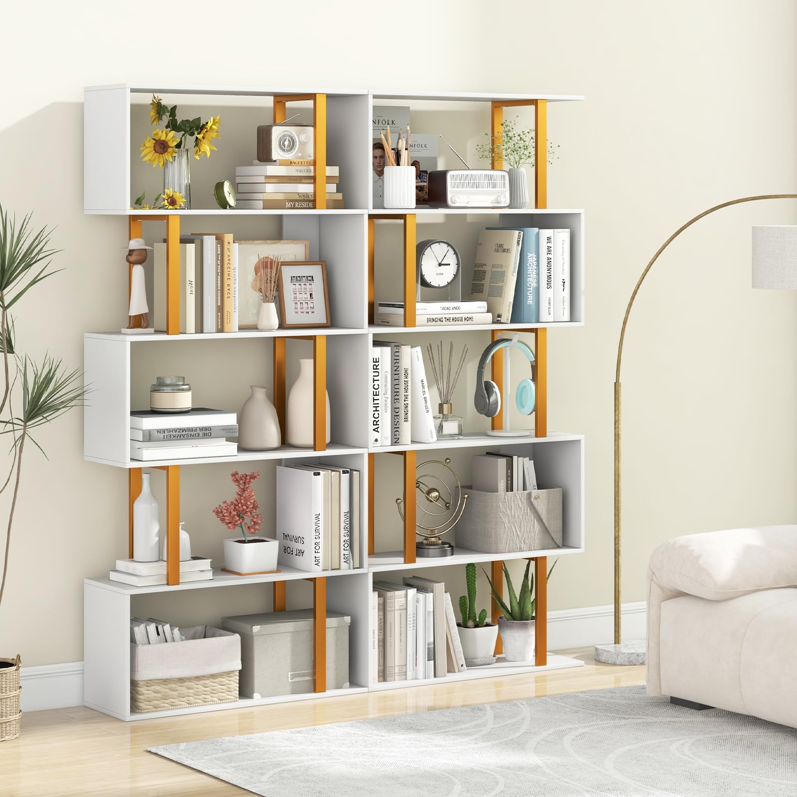 Giantex 5-Tier Geometric Bookcase Freestanding Display Shelf Rack