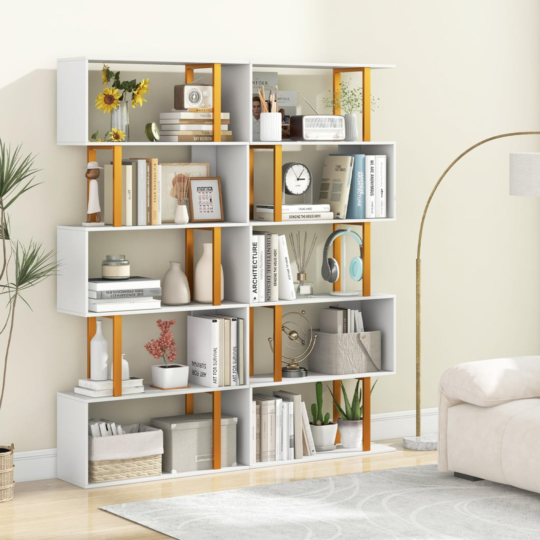 Giantex 5-Tier Geometric Bookcase Freestanding Display Shelf Rack