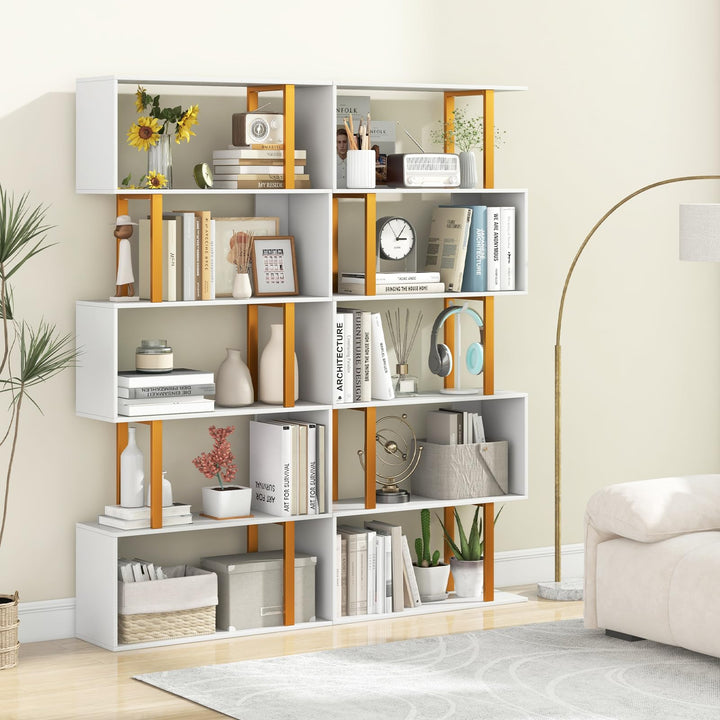 Giantex 5-Tier Geometric Bookcase Freestanding Display Shelf Rack