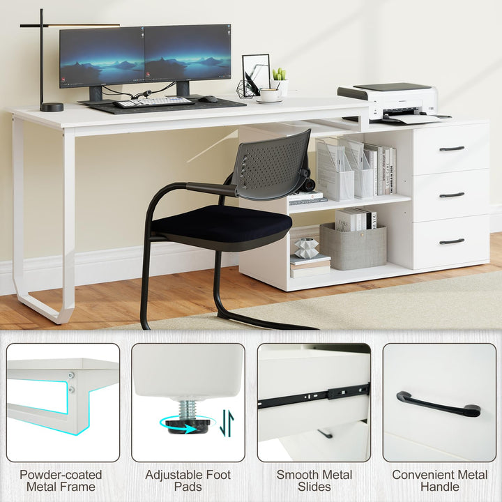 Giantex 55 Inch L-Shaped Desk with Charging Station