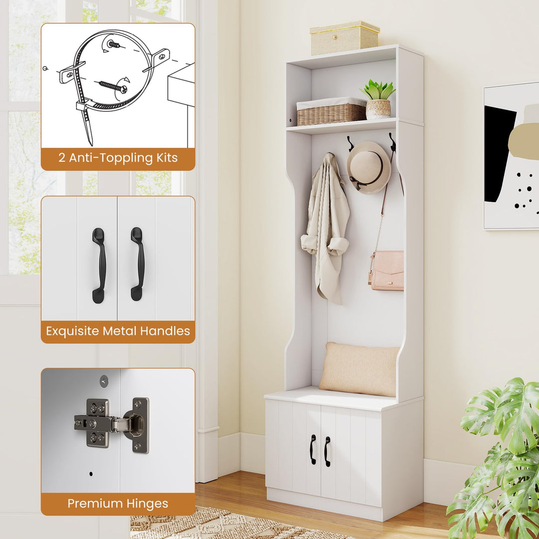 Giantex 3-in-1 Hall Tree with Bench and Shoe Storage 23.5" Tall Coat Rack