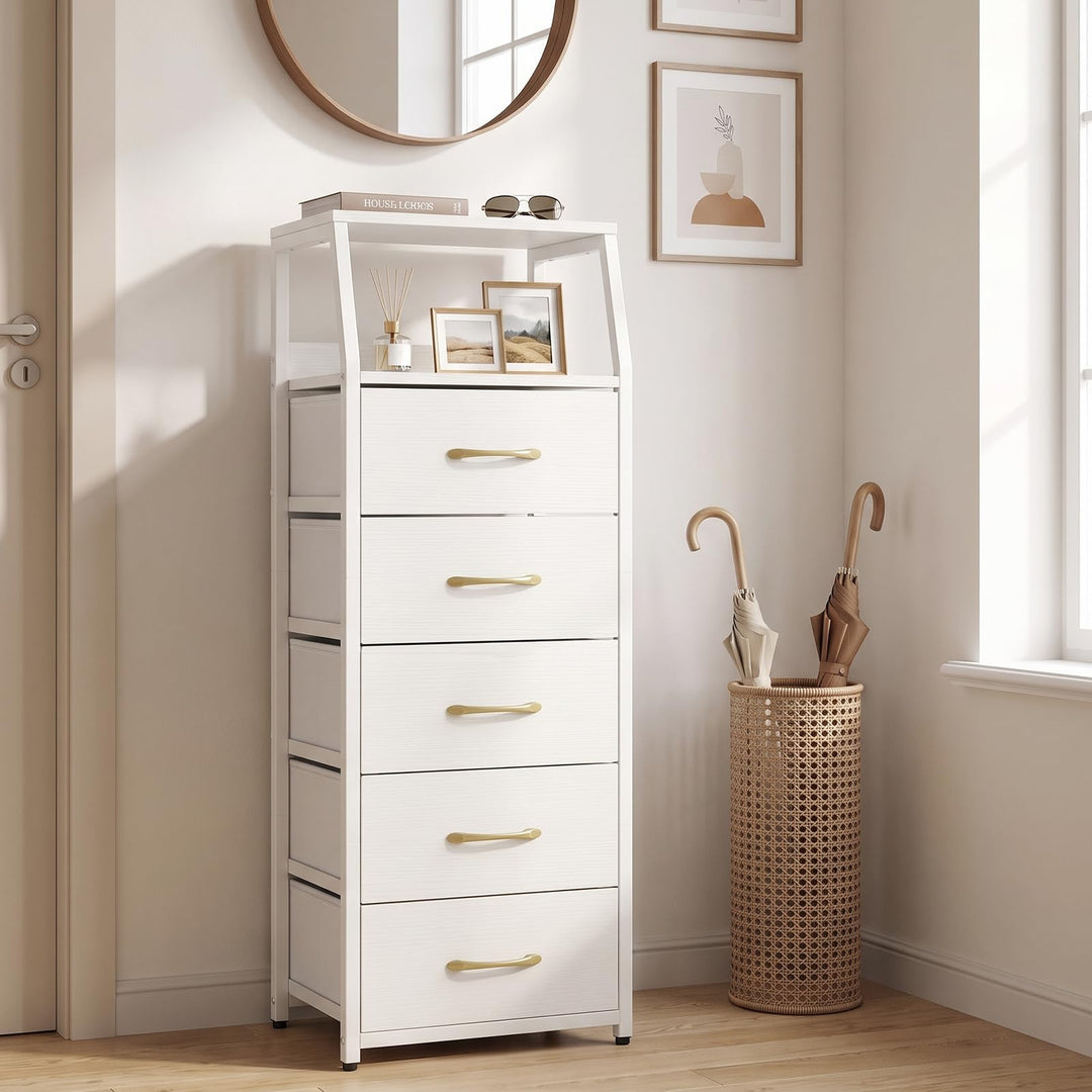 GIANTEX Tall Dresser with 5/4 Fabric Drawers (1/2)