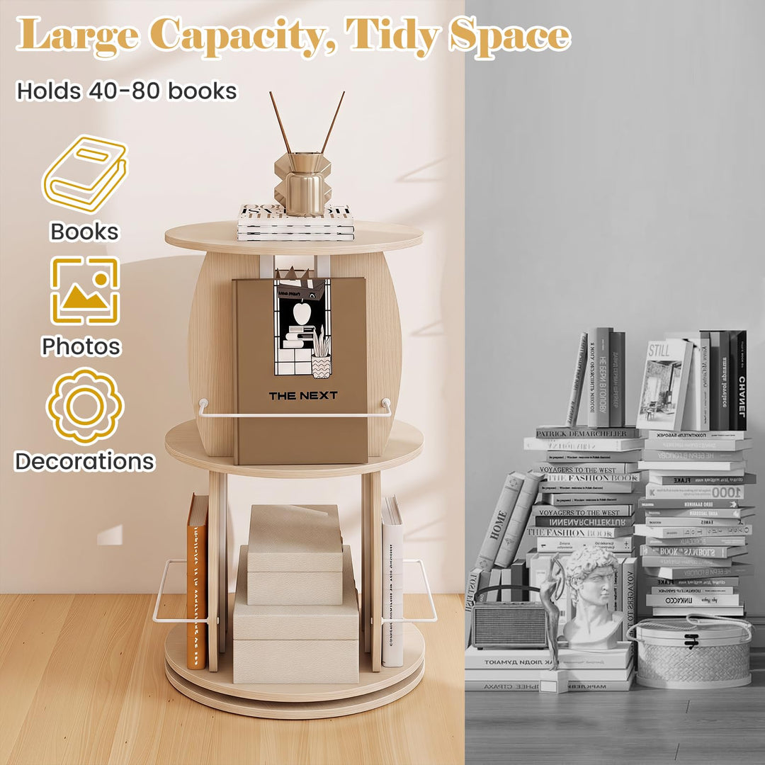 GIANTEX 2-Tier Rotating Bookshelf Tower for Small Space