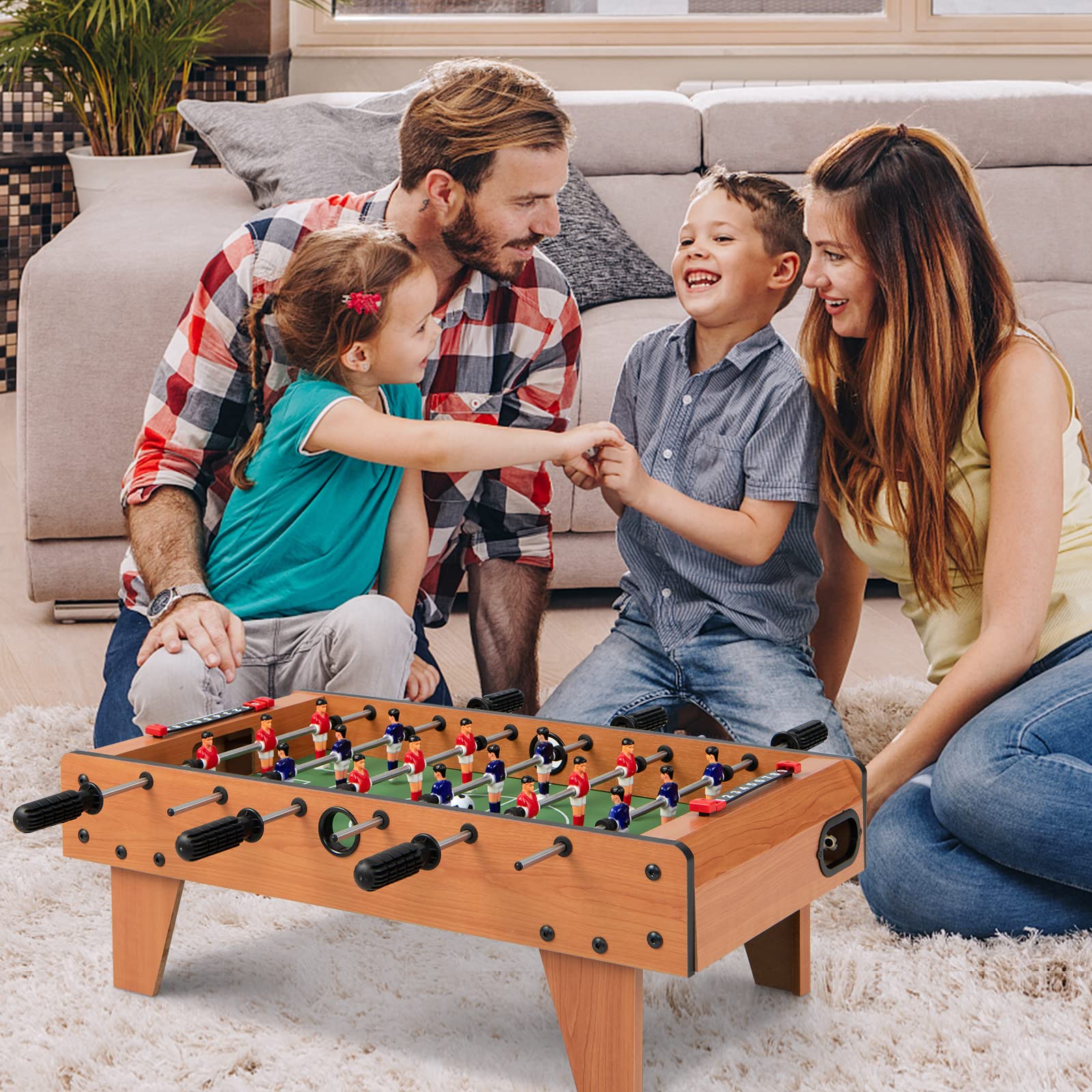 Giantex 27" Foosball Table, Easily Assemble Wooden Soccer Game Table Top w/ Footballs