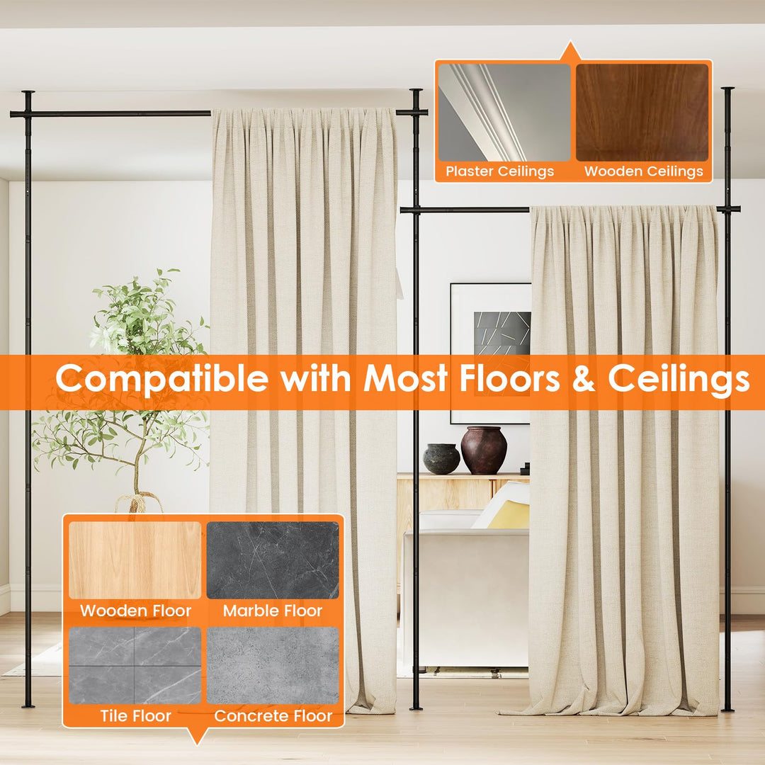 Giantex Room Divider Curtain Rod | No Drill Floor to Ceiling Tension Rod