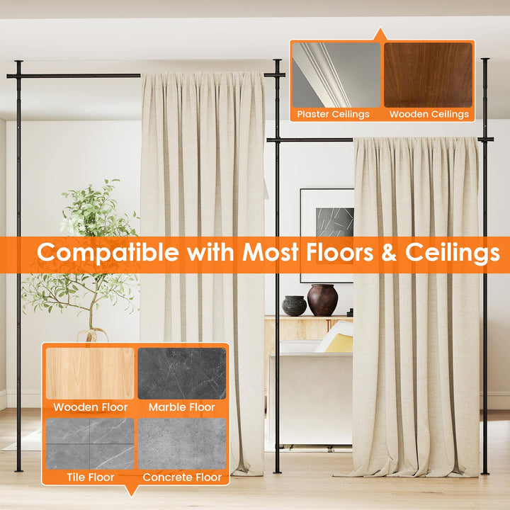 Giantex Room Divider Curtain Rod | No Drill Floor to Ceiling Tension Rod