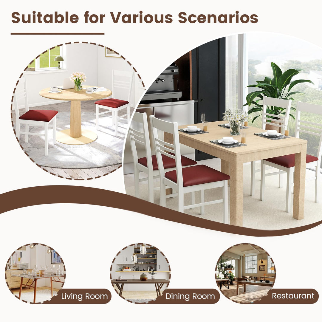 Giantex Wooden Dining Chairs Set of 2/4 Armless Kitchen Chairs w/Slat Backrest